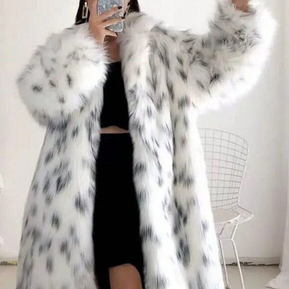 Multicolor Casual Women's Faux Fur Long Coat - Picture 4 of 6